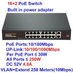 POE switch 16+2 10/100